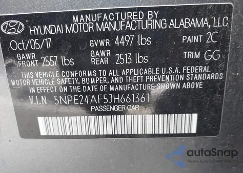 2018 Hyundai Sonata Se from USA, damaged, VIN 5NPE24AF5JH661361